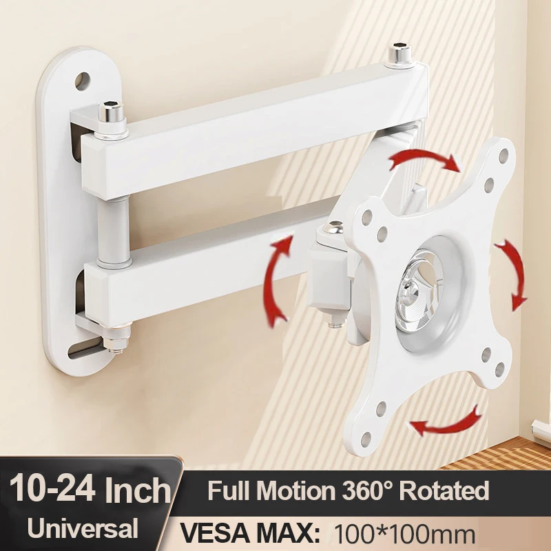 20° tiltable TV Wall Mount Bracket 360° Rotated Holder Universal TV Mounts for 14-24'' Computer Monitor Stand Monitor Flat Panel