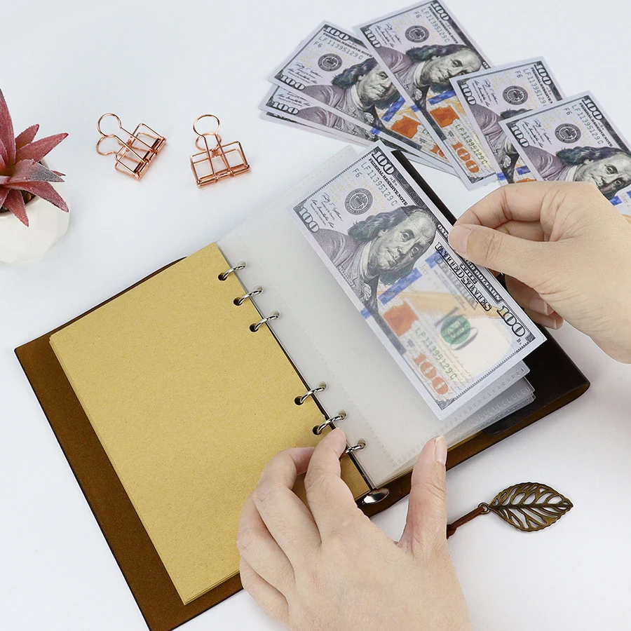 SKYSONIC A6/A7 5 teile/paket Binder Devider Tasche PP Separator Seiten Budget Buch Lose Blatt Ring Bargeld banknote Halter Organizer – Detail 31