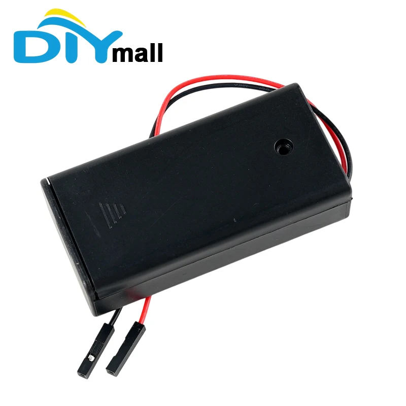 2 AA Battery Holder Case Enclosure Switch Box Series Connection 2P DuPont Female Wire 13cm Cable Parts for Arduino DIY Kit