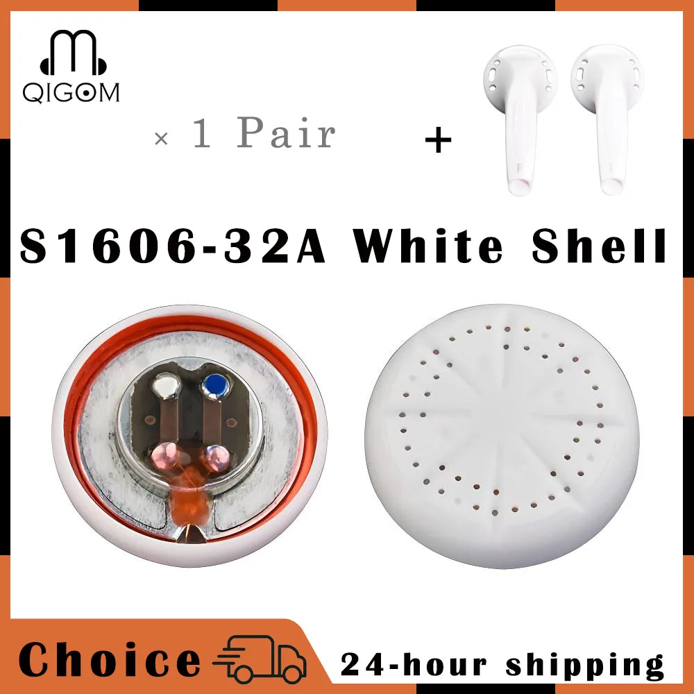 

QIGOM Earphone Speaker Units with White Shell 15.4MM Driver 32Ω 114dB Tri-frequency Equalization Bass Units S1606-32A 1Pair