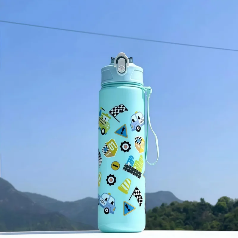 750 ml Dinosaurier Wasser Flasche Für Kinder Wasser Sippy Tasse Mit Silikon Stroh Auslaufsichere Kunststoff Wasser Flaschen Sommer Kinder Wasser Tasse
