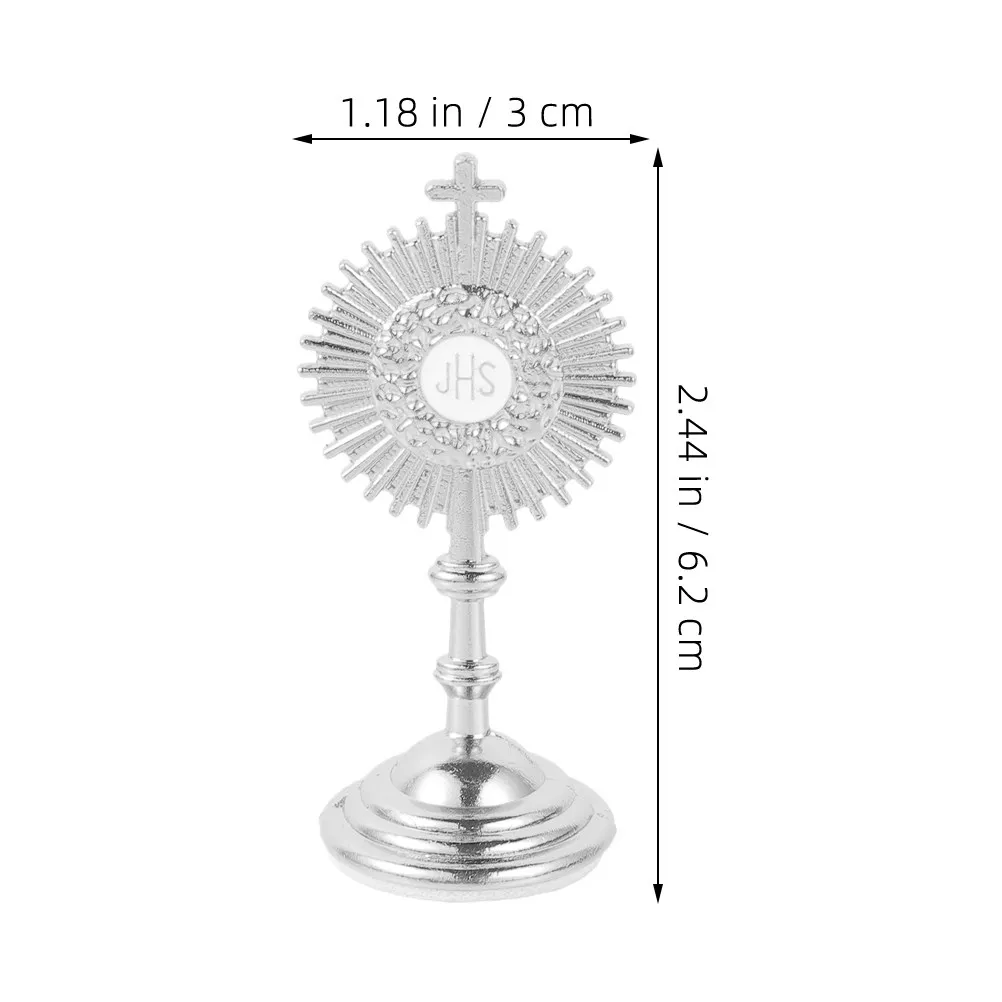 4pcs Metal Crucifix Cross Statue, Elegant Religious Desktop Ornament for Home Office Desk Decor