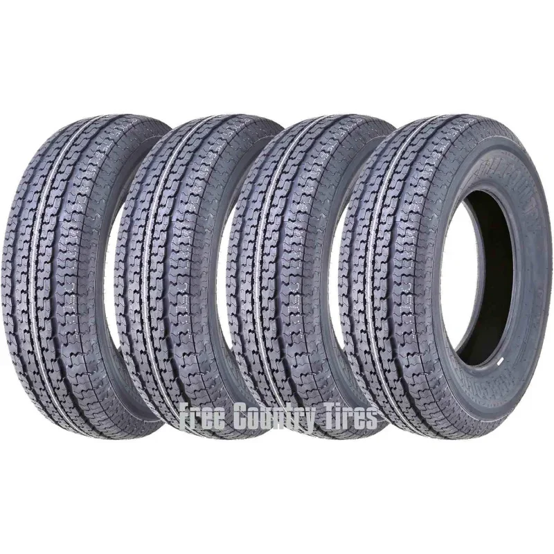 Set 4 Premium Trailer Tires ST185/80R13 8 ply/Load Range D Radial w/Scuff Guard 99/95M