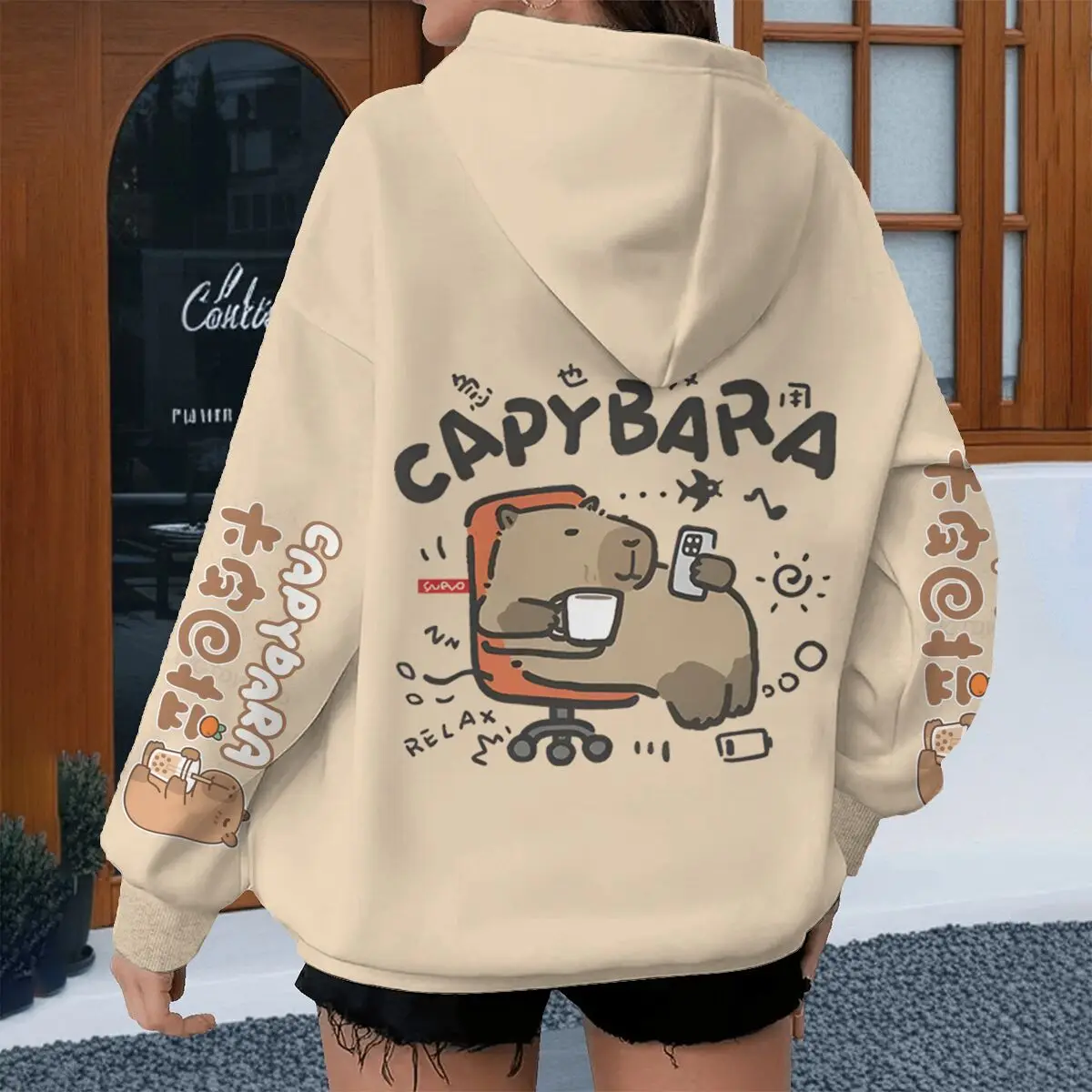 Nuevas Sudaderas con Estampado de Capibara de Dibujos Animados para Mujer y Hombre, Manga Larga, Lindas Sudaderas con Capibara, Ropa Deportiva Unisex para Uso Diario y al Aire Libre