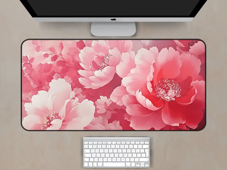 

XXL Red Floral Table Mat, Non-slip and Waterproof Gaming Mouse Pad, Gaming Desk Decoration Mat, A Perfect Gift for Friends.