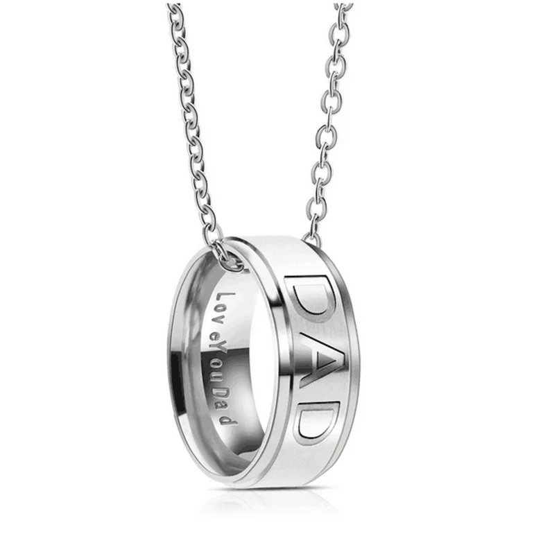 New Fashion Stainless Steel Hand Jewelry DAD MOM Ring Necklace Titanium Steel Pendant N1422
