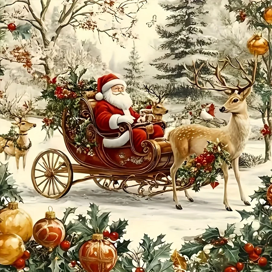 Adult Jigsaw Puzzle 500/1024 PCS Vintage Santa Sleigh Puzzle Paper Puzzle Decorative Painting Exercise Brain Thinking