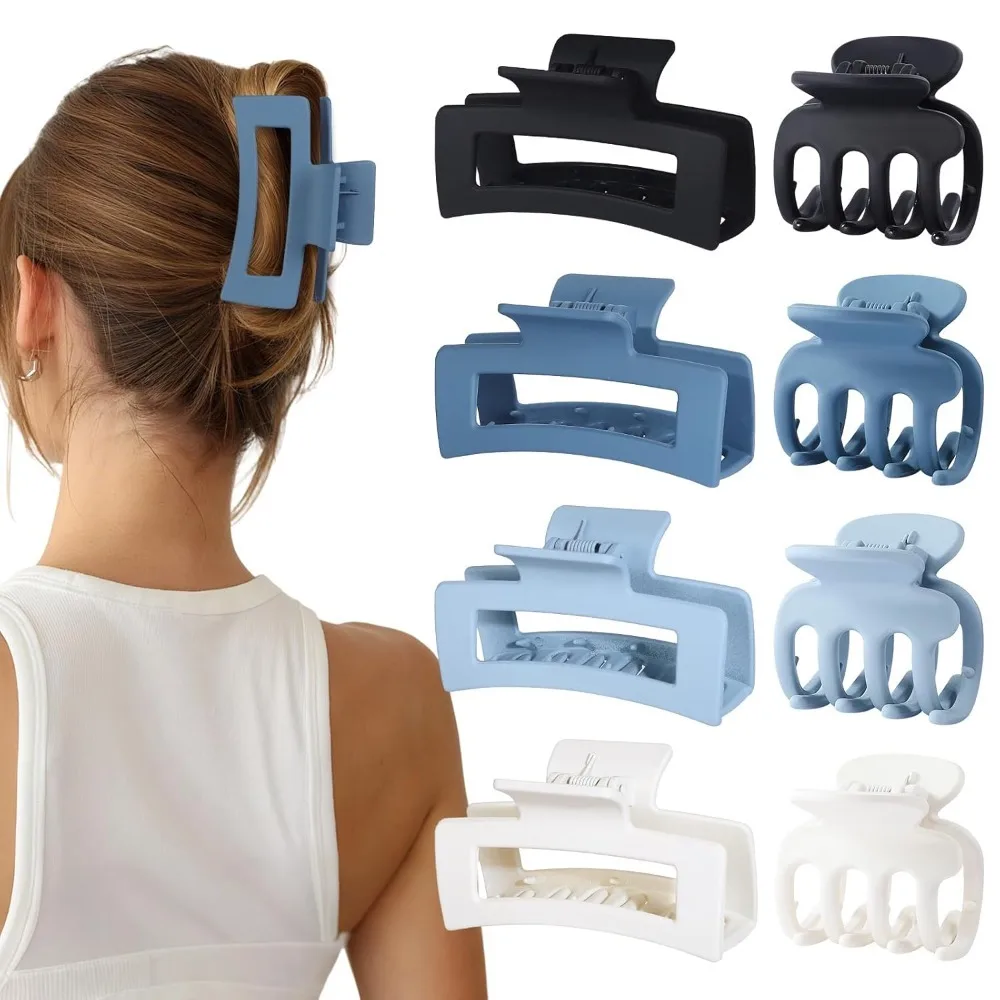 

8Pcs Medium Hair Clips for Women Small Claw Clips Combination of Rectangle And Banana Styles for Thin to Thick Hair