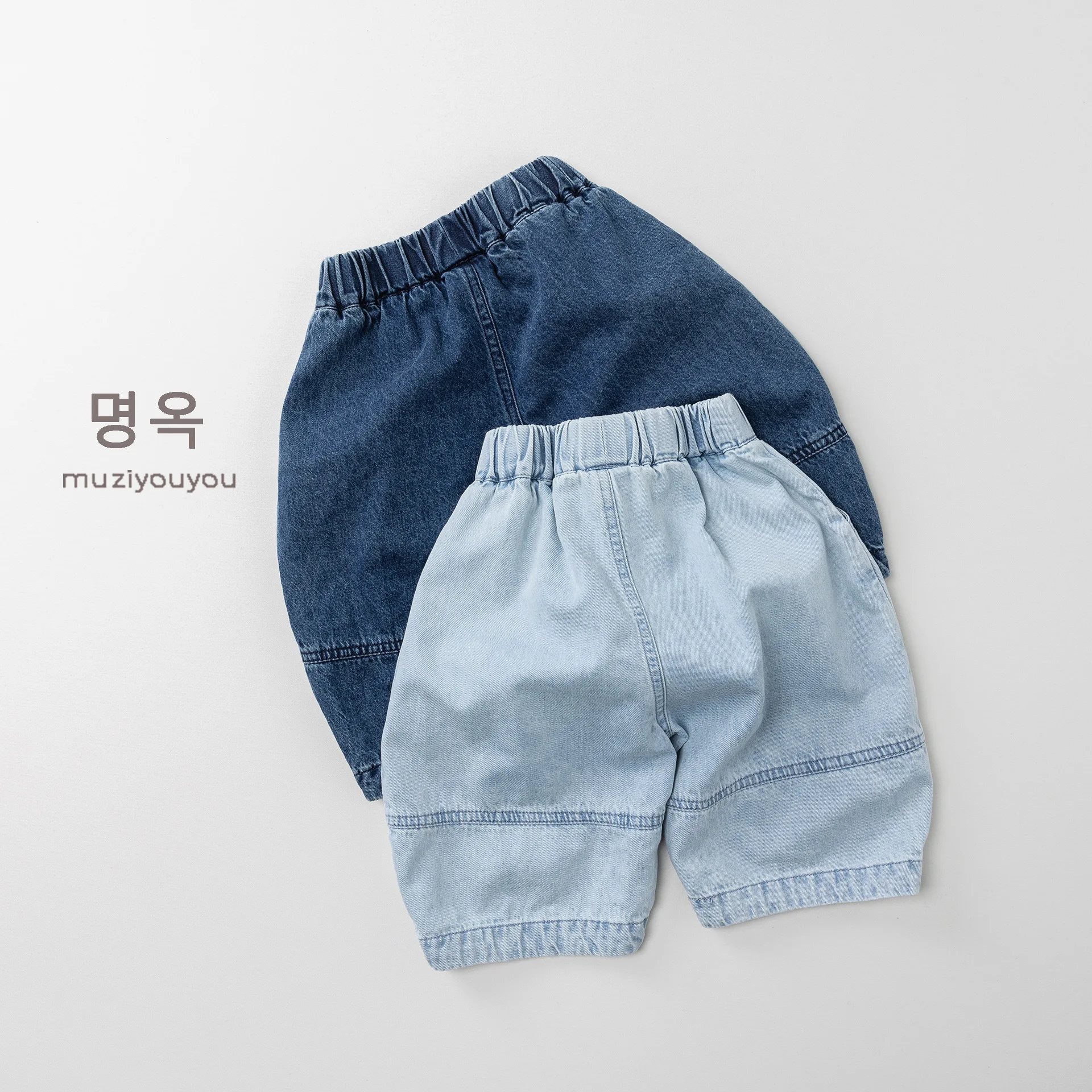 2026 Summer New Children Loose Capri Pants Boys Girls Denim Trousers Baby Jeans Solid Casual Pants Fashion Kids Clothes