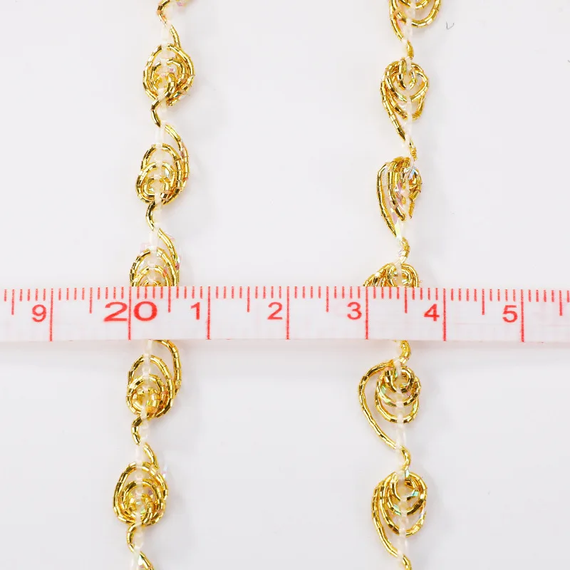 New 5 Meters /16.4ft Each Bag Thin Lace Trims Curve Webbing Curtain dress accessory craft DIY homemade Gold sewing decoration