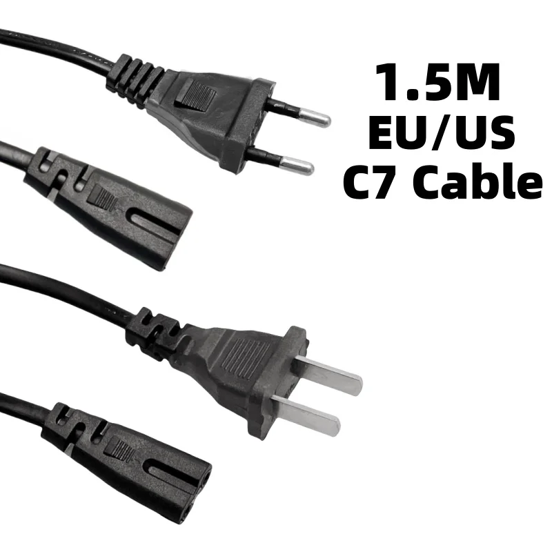 EU US Power Cable Cord IEC C7 2pin AC Extension Cable For Dell Laptop Charger Canon Epson Printer Radio Speaker PS4 XBOX LG Sony