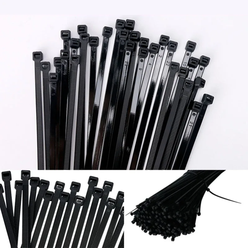 Self-locking plastic nylon cable tie 100 pieces black 4x300 cable tie fastening ring 3x200 industrial cable tie cable tie set