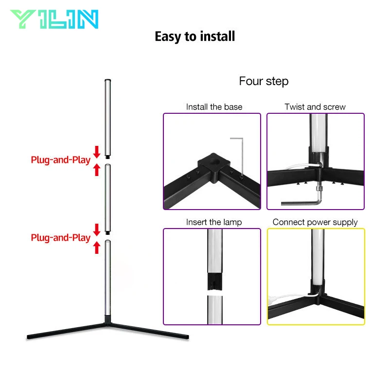 스마트 RGBIC LED 플로어 램프, 드림 컬러, 59 인치 앱 및 리모컨, 음악 동기화 기능 포함, 1 천 6 백만 색상 변경, 스탠딩 무드 라이트