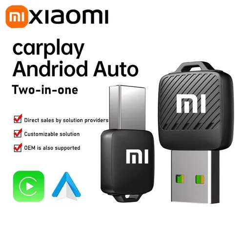 Xiaomi 2 en 1 inalámbrico Android Auto adaptador inalámbrico CarPlay Dongle sistemas inteligentes de coche AI caja inteligente para coche CarPlay con cable
