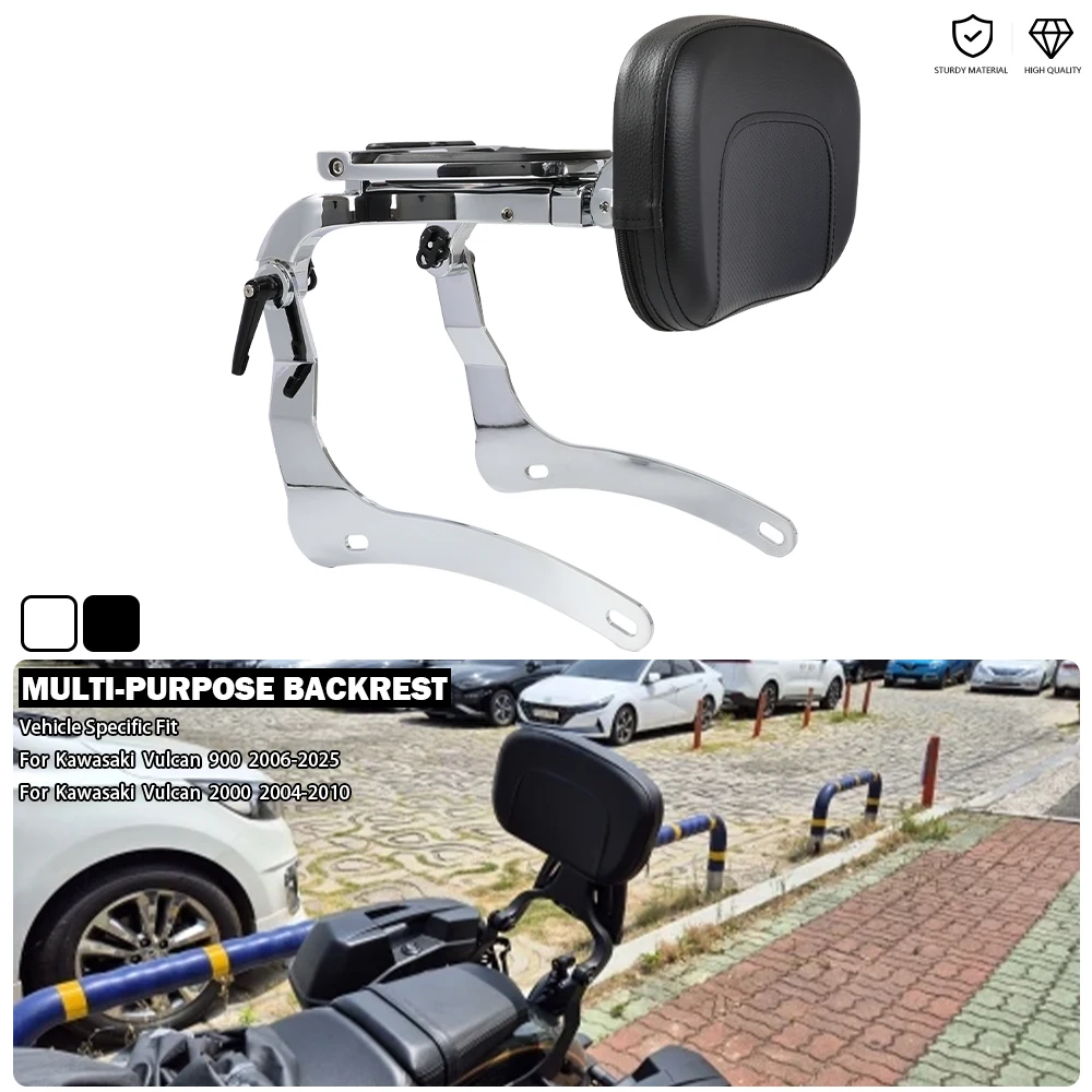 Multi-Purpose Driver Passenger Backrest Rider Sissy Bar With Luggage Rack For Kawasaki Vulcan 900 Classic VN900 VN2000 2004-2025
