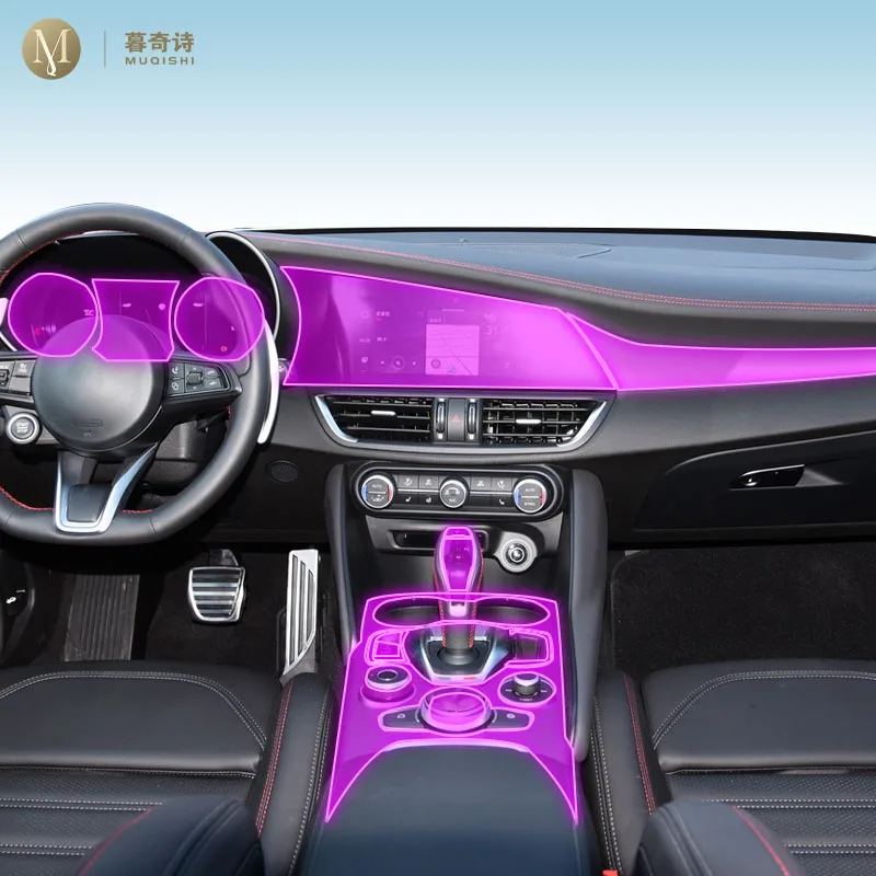 MUQSHI Car Interior Film Dashboard piano board Shift center console Anti-scratch TPU PPF Film For Alfa Romeo Giulai 2022-2024