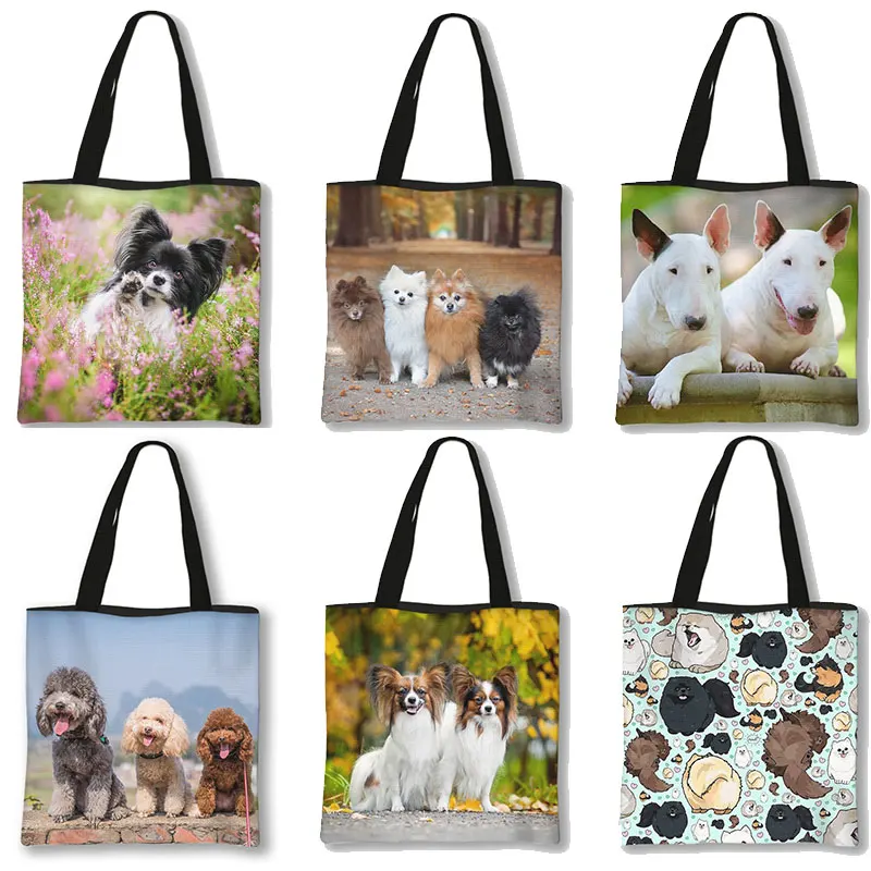 Bomei/barboncino/farfalla borsa a tracolla con motivo a cane borse da donna pomerania Casual per viaggi borsa per borse di grande capacità regalo