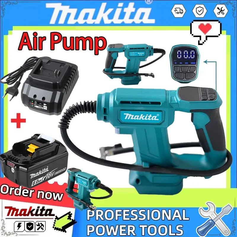 

Беспроводной воздушный компрессор Makita, портативный насос для накачивания автомобильных шин с цифровым дисплеем, насос для накачивания с питанием от аккумулятора 18В