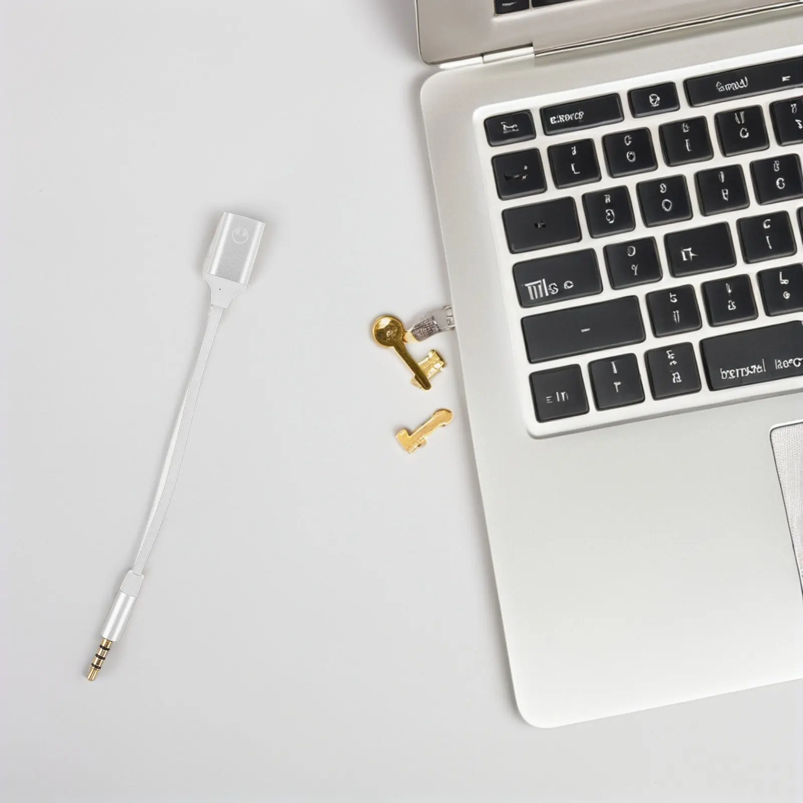 2Pcs Type-C to Aux Adapter Silver Aluminum Body High Fidelity Audio Transmission Compact Travel-Friendly USB-C Headphone Adapter