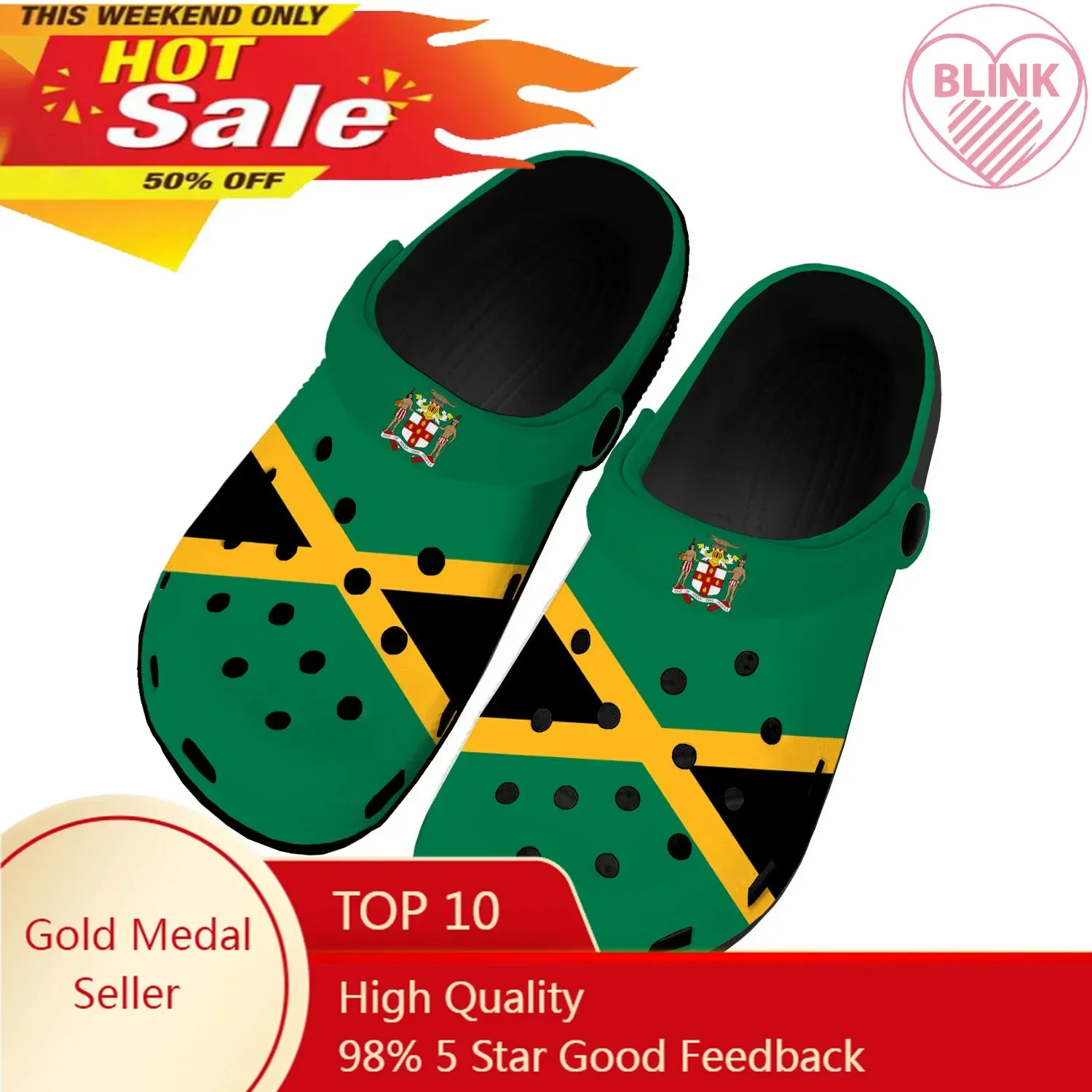 

Jamaican Flag Home Clogs Custom Water Shoes Mens Womens Teenager Jamaica Shoe Garden Clog Breathable Beach Hole Slippers