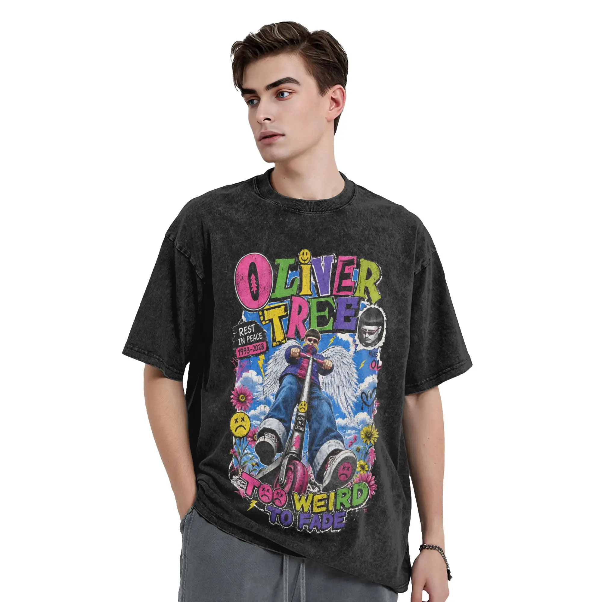 Oliver Tree Rest In Peace 1993 to 2026 Memorial Washed T Shirts Streetwear Hip Hop T-Shirts Tees 100% Cotton Harajuku Printed
