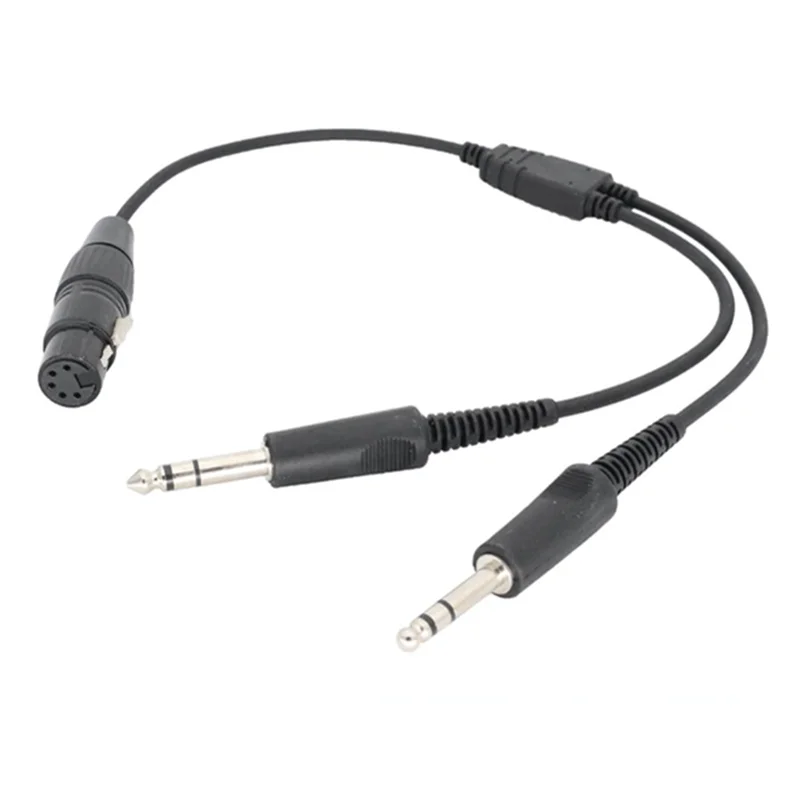 Neu-Headset-Anschlusskabel XLR auf GA Dual Plug 5-poliger Luftfahrt-Flugzeug-Kopfhörer Schwarz