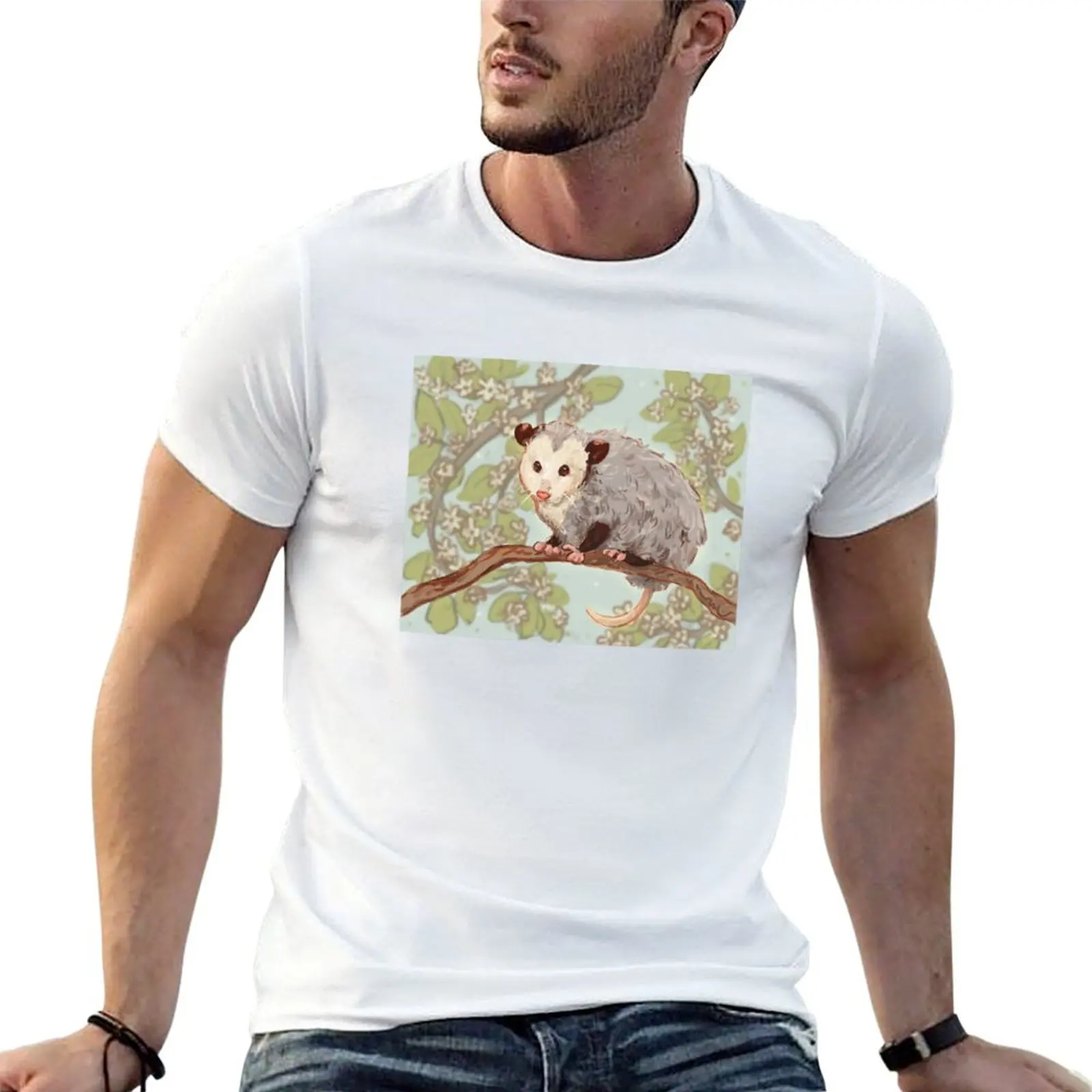 Possum in the Trees Cute Digital Painting T-Shirt Holiday All Match T-Shirt