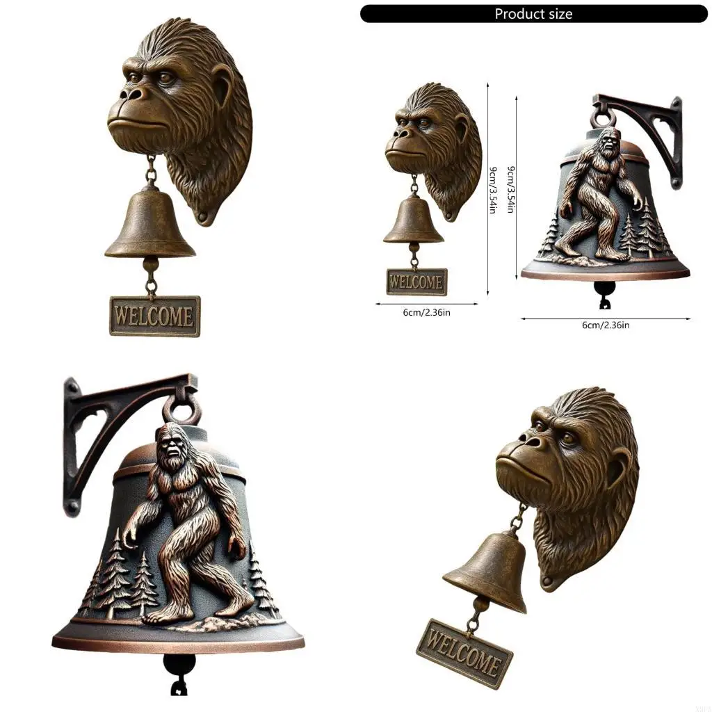 

X9FA Outdoor Indoor Gorillas Metal Welcome Doorbell Garden Front Door Bells Home Wall Decoration Easy to Install