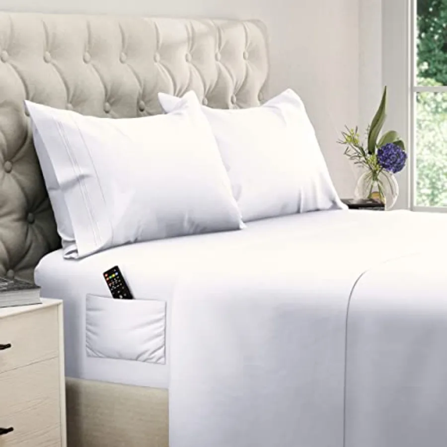 

Sheet Set 4 pcs Cooling Sheets up to 21" Extra Deep Pocket Sheets Hotel Luxury Sheets and Pillowcases Superior Softness 100% Fi