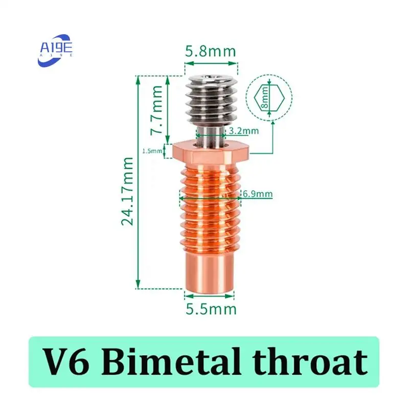

A19E-24V 60 Вт V6 Hotend для 3D-принтера Voron 0,1/0,2/2,4 биметаллическая печатающая головка с подогревом горла для Prusa/I3