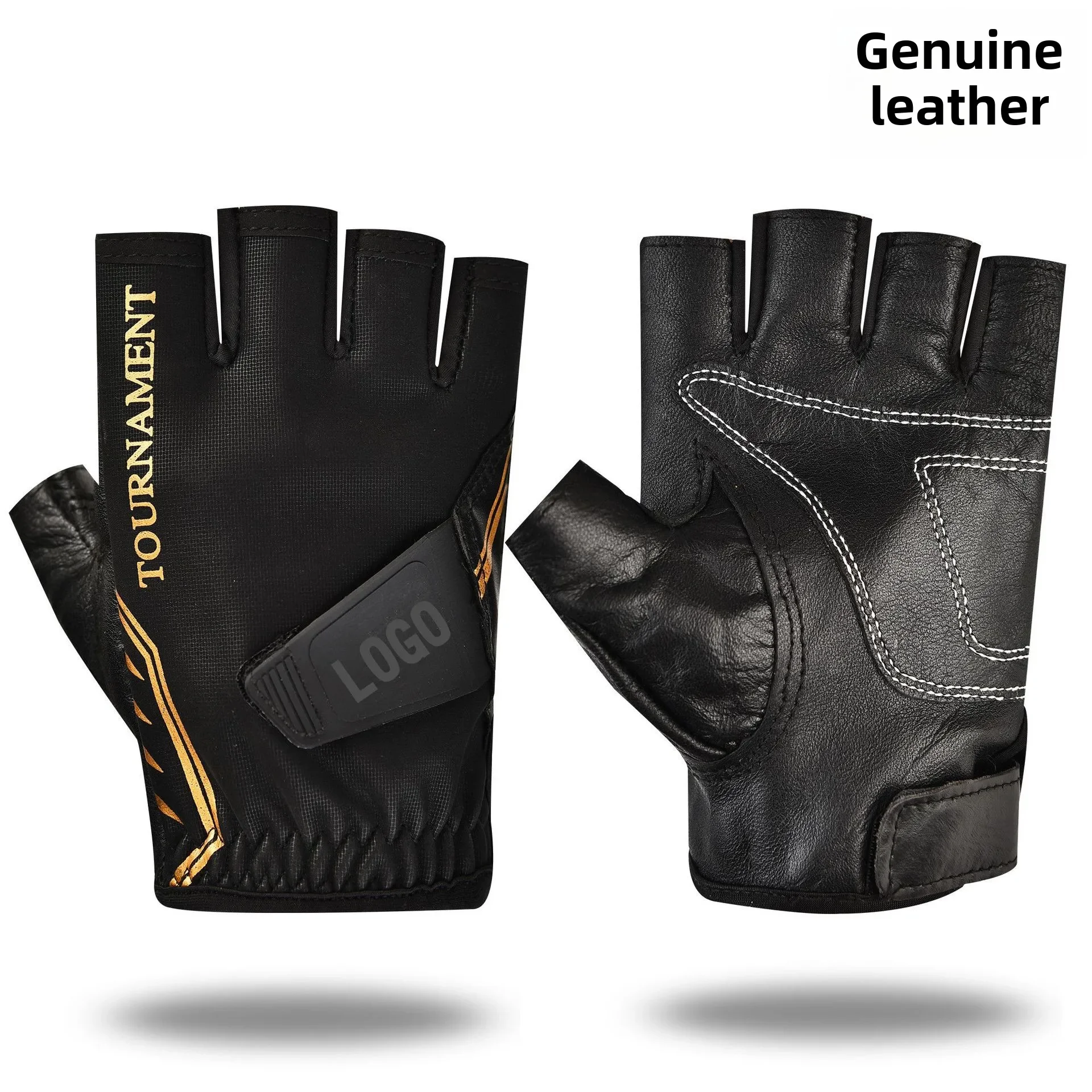 ブランドプロフェッショナル釣り手袋男性用本革ハーフフィンガー 3 本指カット手袋釣り防水手袋