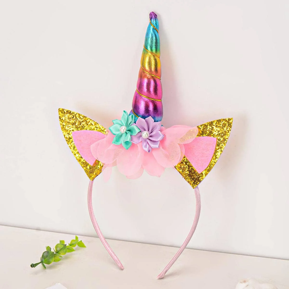 Rainbow Unicorn Headband Girls Hairband Cute Cartoon Birthday Decoration Cosplay Photography Photo Prop Supplies