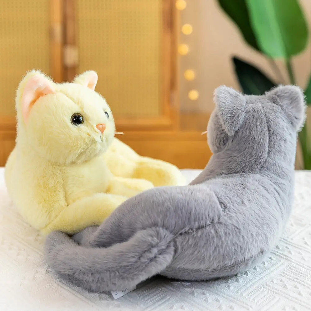 

Simulation Cat Stuffed Animal Cute Cartoon Lovely Design Soft Comfort Pillow Kids Room Home Ornament