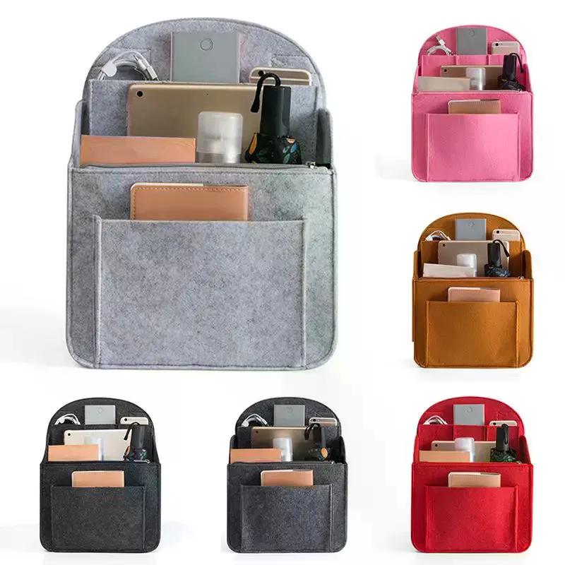 Portable Backpack Felt Insert Small Bag Cosmetic Bags Makeup Organizer Interior Travel Bag Divider Shoulder Bag Fit Various Bags