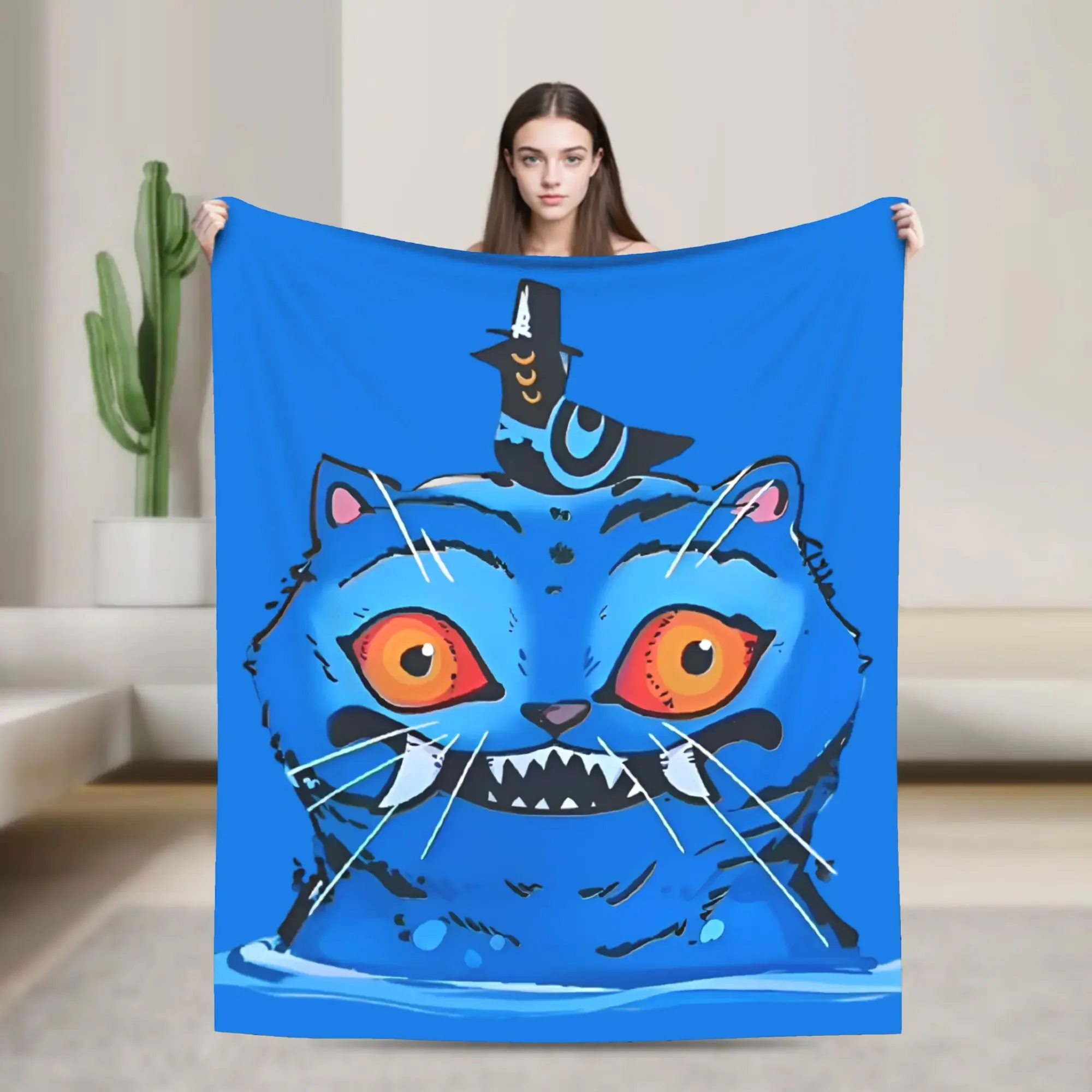

Derpy Tiger Cat Flannel Throw Blanket for Sofa Bedding Lounge Huntrix Kpop Demon Hunters Fashion Quilt xcm