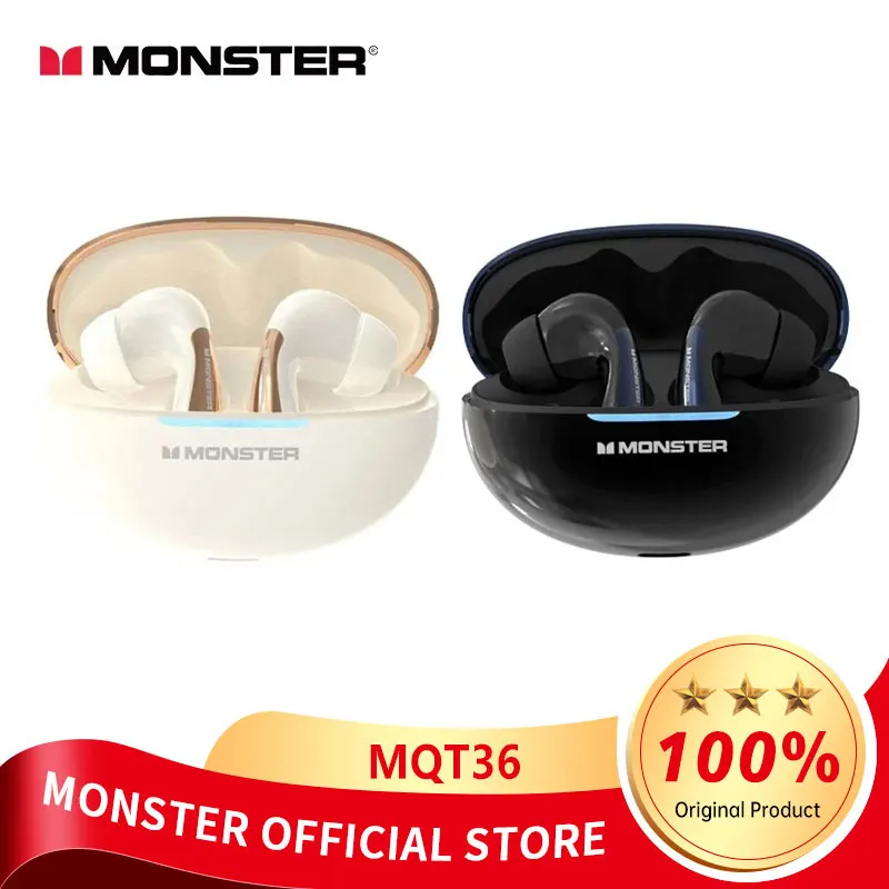 Monster MQT36 TWS Bluetooth Earphones Long Standby In Ear Earphones HIFI Stereo Music Earphones Waterproof Sports Earphones Gami