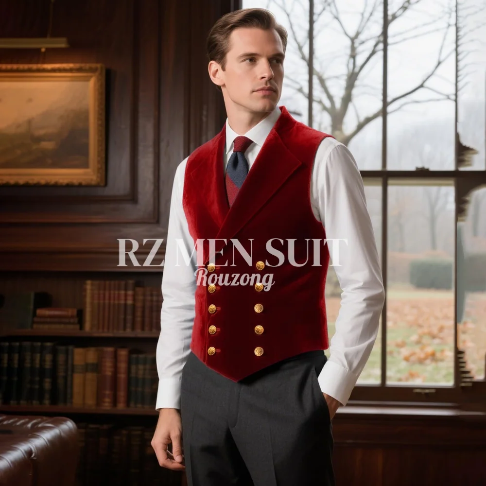 

Мужской бархатный жилет в стиле ретро, двубортный, с лацканами, для смокинга, викторианский, формальный, chaleco hombre