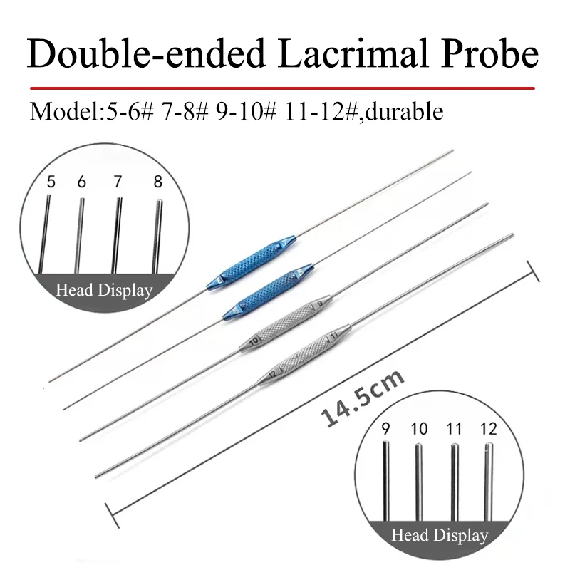 Ophthalmic Lacrimal Duct Probe Flushing Type Double Ended Side Hole Needle With Hole Lacrimal Duct Probing And Unblocking Needle