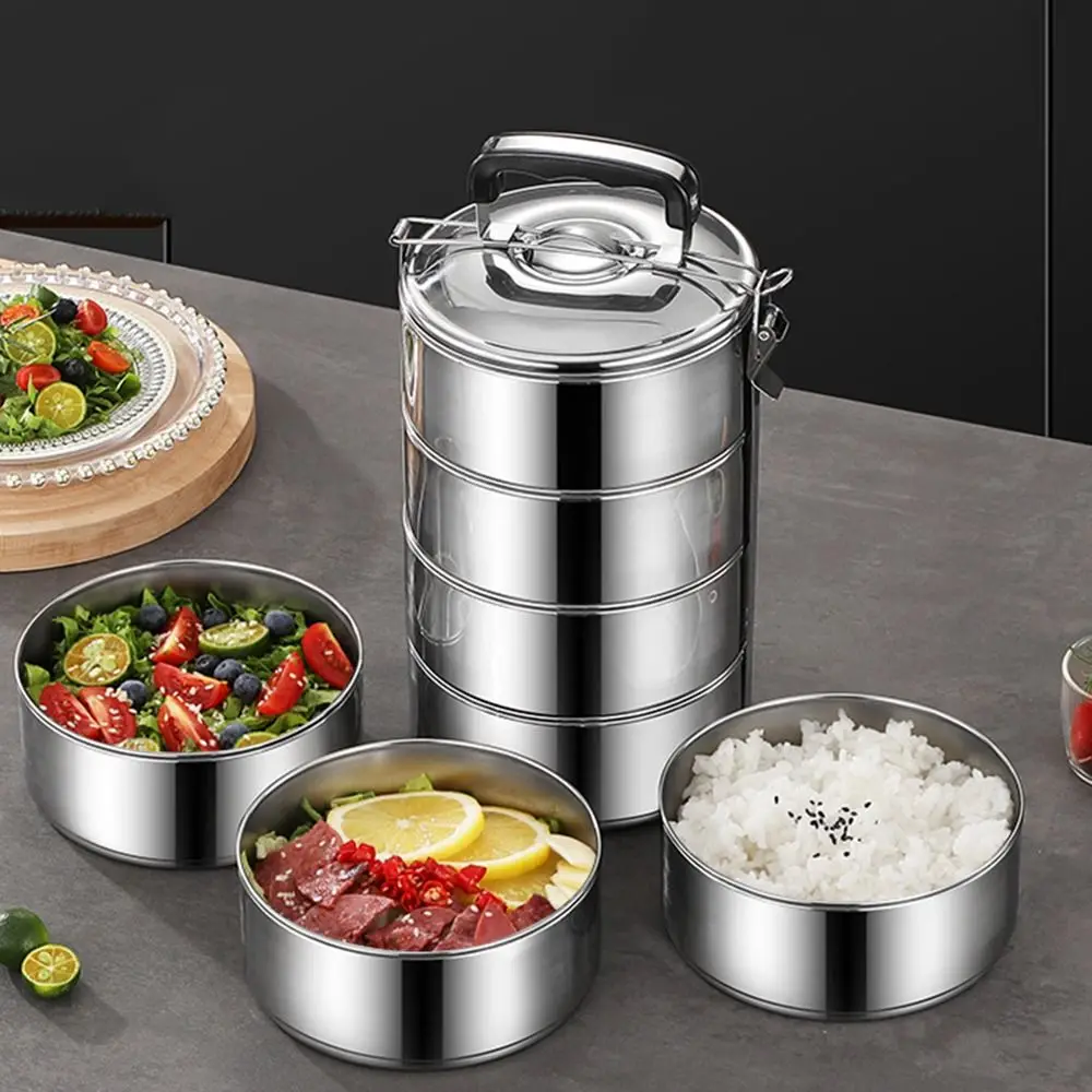 

Stackable Lunch Snack Box Stainless Steel Thermal Compartment Keep Warm Cylinder Leakproof Reusable Food Warmer Dining Out
