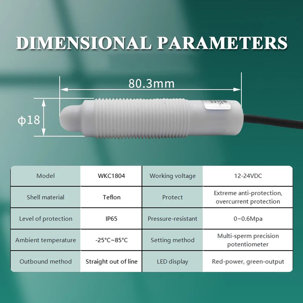 

Датчик уровня жидкости для тефлонового материала, высокоточный передатчик обнаружения высоты, 12-24 В постоянного тока, устойчивый к коррозии