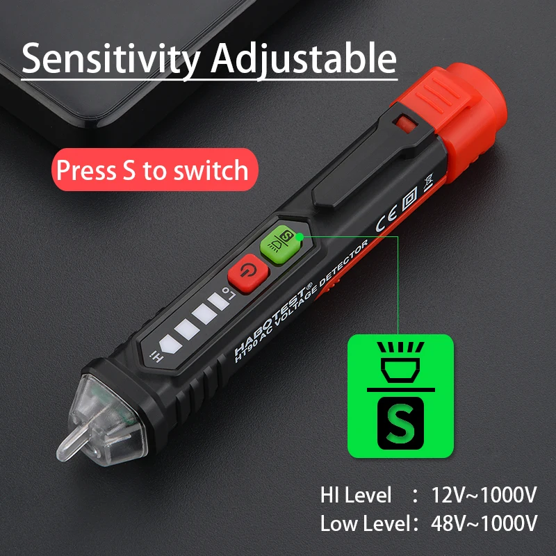 HABOTEST HT100 allarme senza contatto misuratore di tensione ca Smart Tester Pen 12-1000V matita di prova del sensore elettrico di corrente