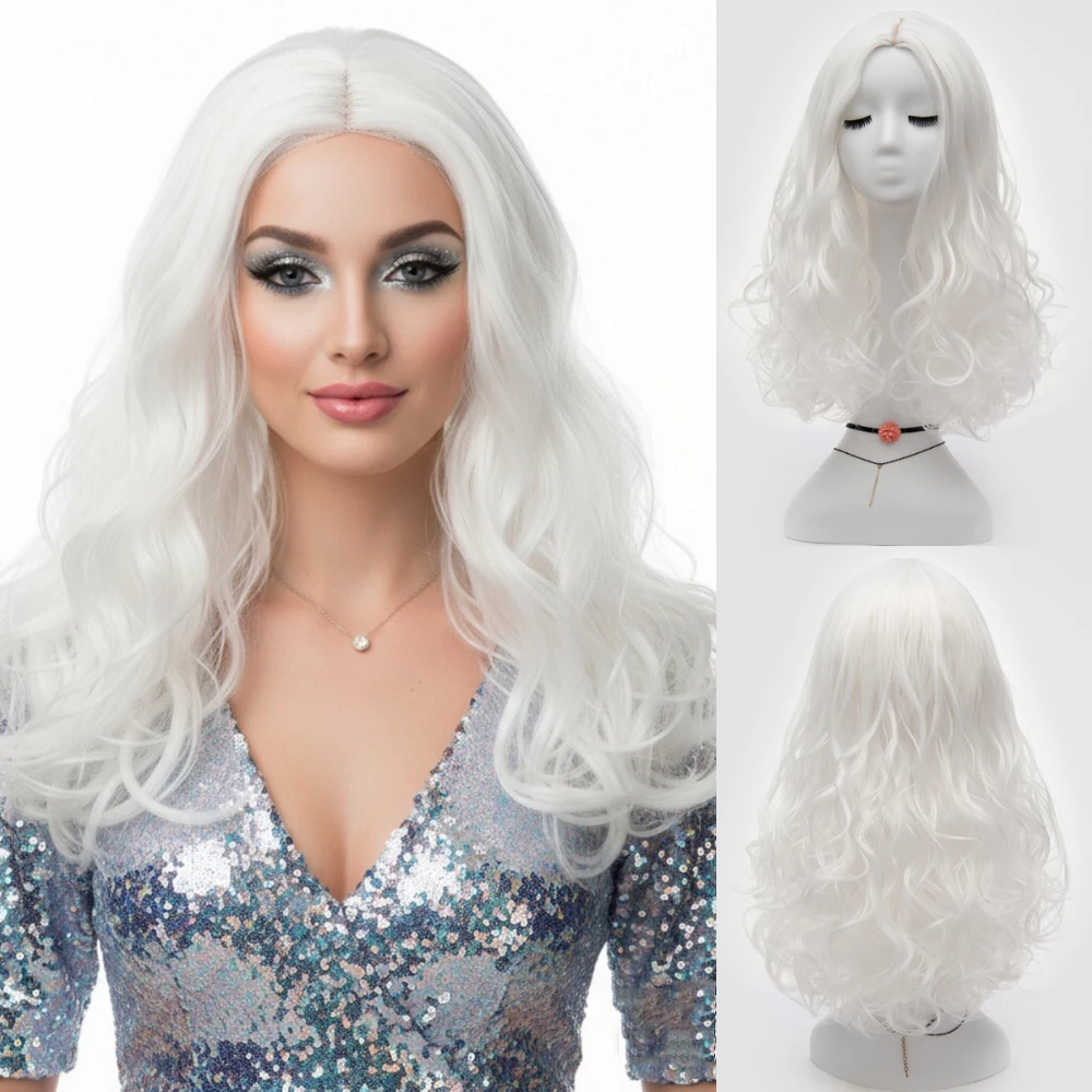 

Парик для Хэллоуина для женщин, короткий волнистый синтетический стиль, термостойкое волокно со средней частью