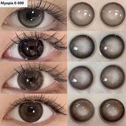 Ksseye 2pcs Color Contact Lenses for Eyes with Diopter Black Lenses High Quality Natural Lens Brown Large Diameter Beauty Lenses