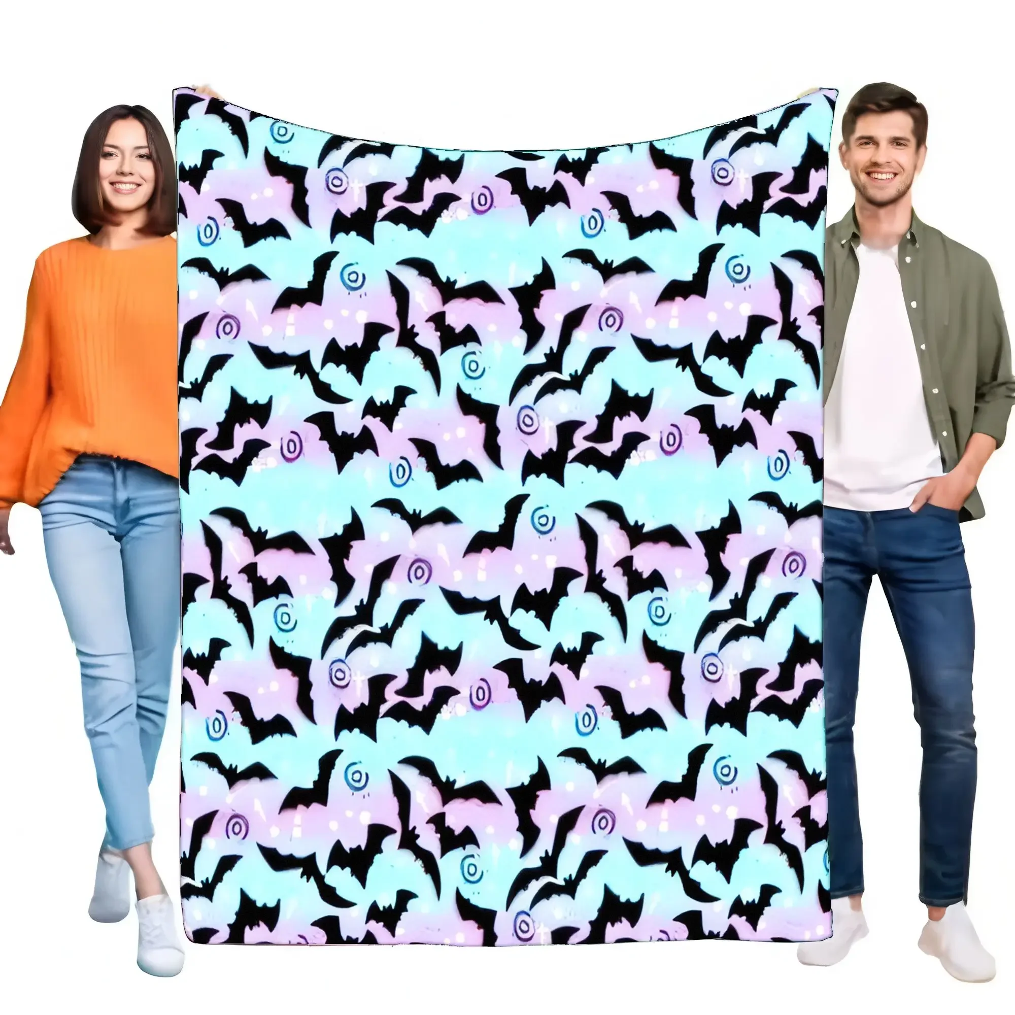 Cozy Bat Pattern Blanket Soft Lightweight Throw for Sofa and Bed, Perfect for Halloween Decor or Year-Round Comfort, Great Gift