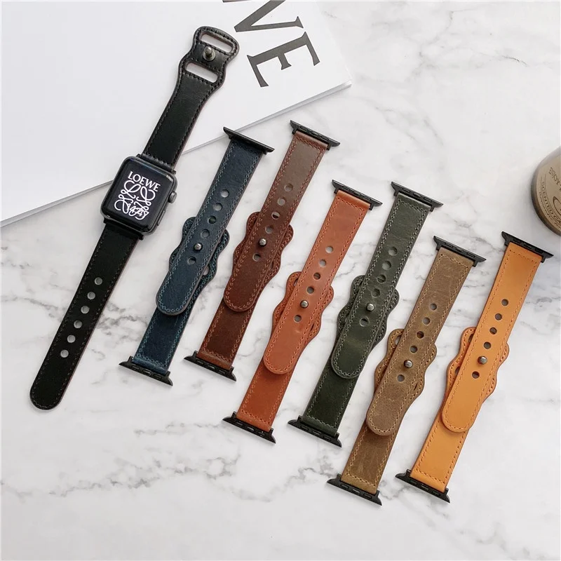 New Design Vintage Genuine Leather Strap for Apple watch Series 7/se/6/5/4/3/2/1 (38mm 41mmm 42mm 44mm 45mm 40mm) design