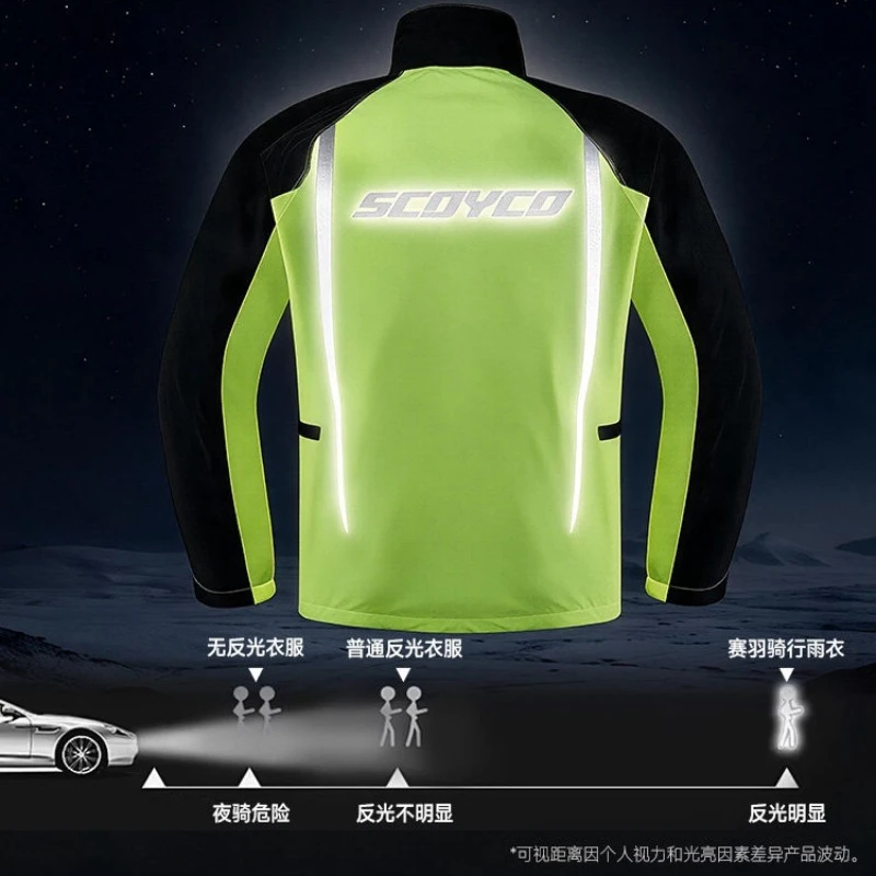 Motorcycle Rain Suit Waterproof Two Piece Raincoat Windproof Reflective Riding Gear For Men Women Scooter Outdoor Cycling