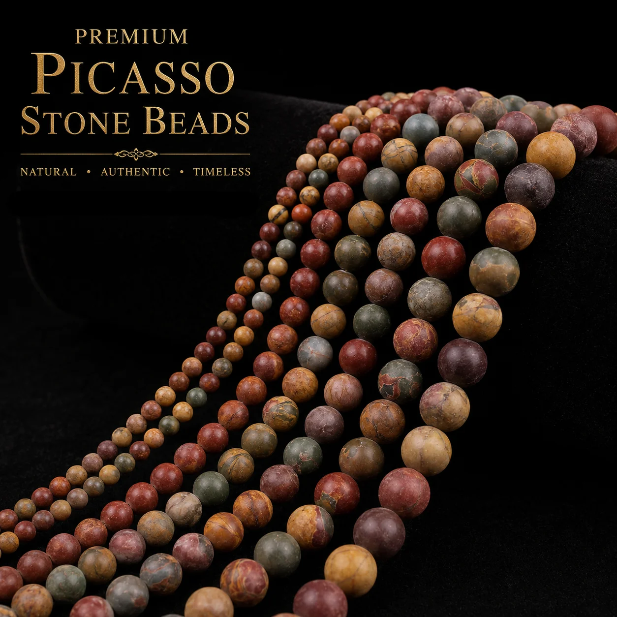 6/8/10/12mm 16/18/23/31pcs Stone Picasso Spacer Loose Beads For Jewelry Making DIY Bracelets Necklace Accessories