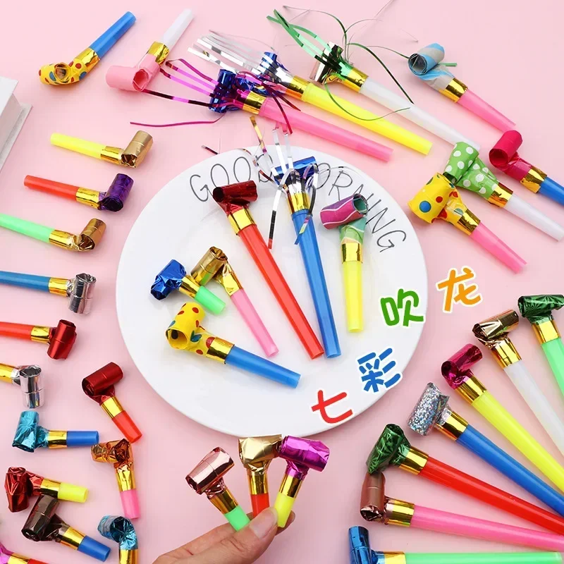 Children's Toys Colorful Stripes Party Blow Dragon WhistleMaker for Children Birthday Party Supplies Gift Party Favors Toys