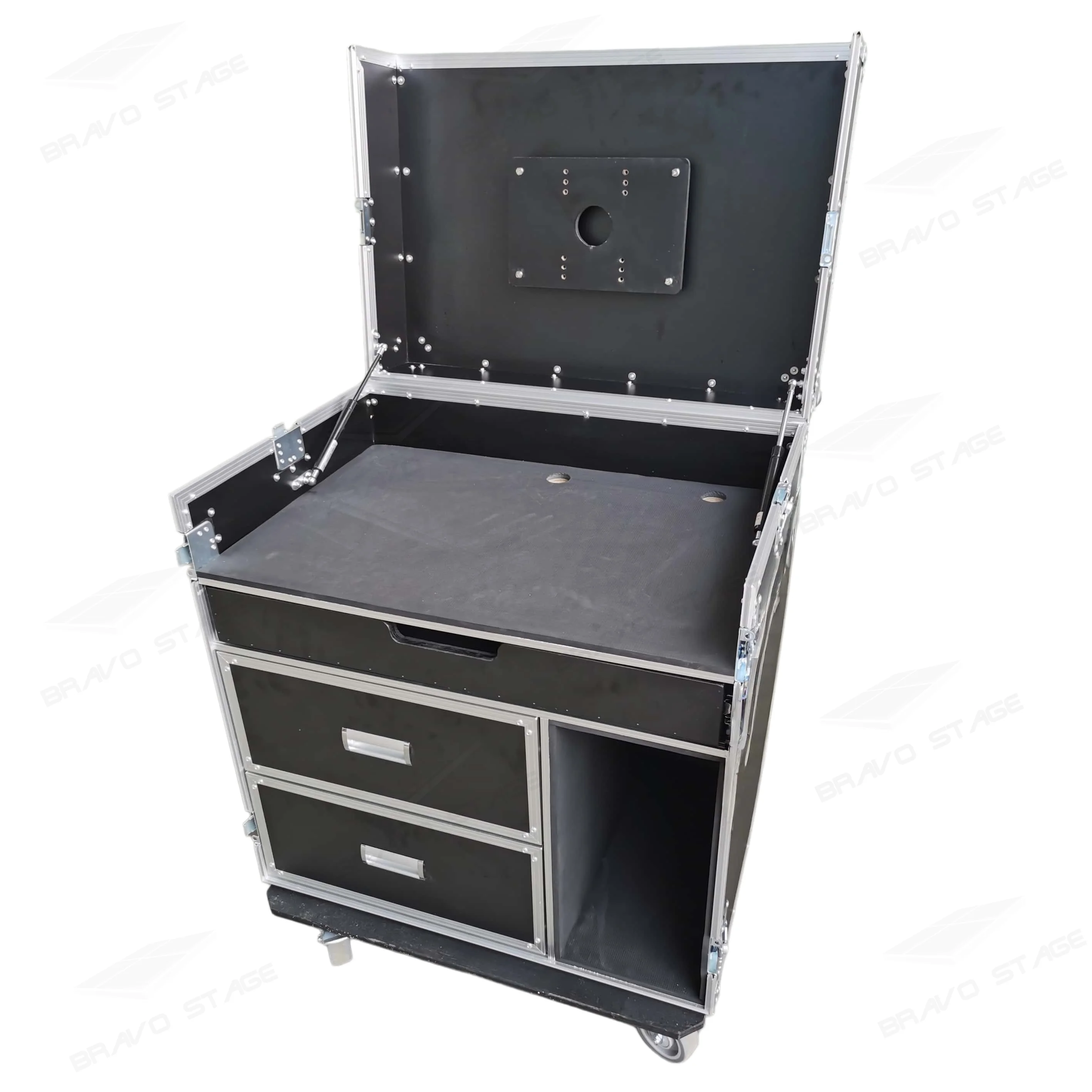 Mobile Multi-function Production DJ Console Mixer Flight Cases With Drawers For Live Broadcast Studio Video