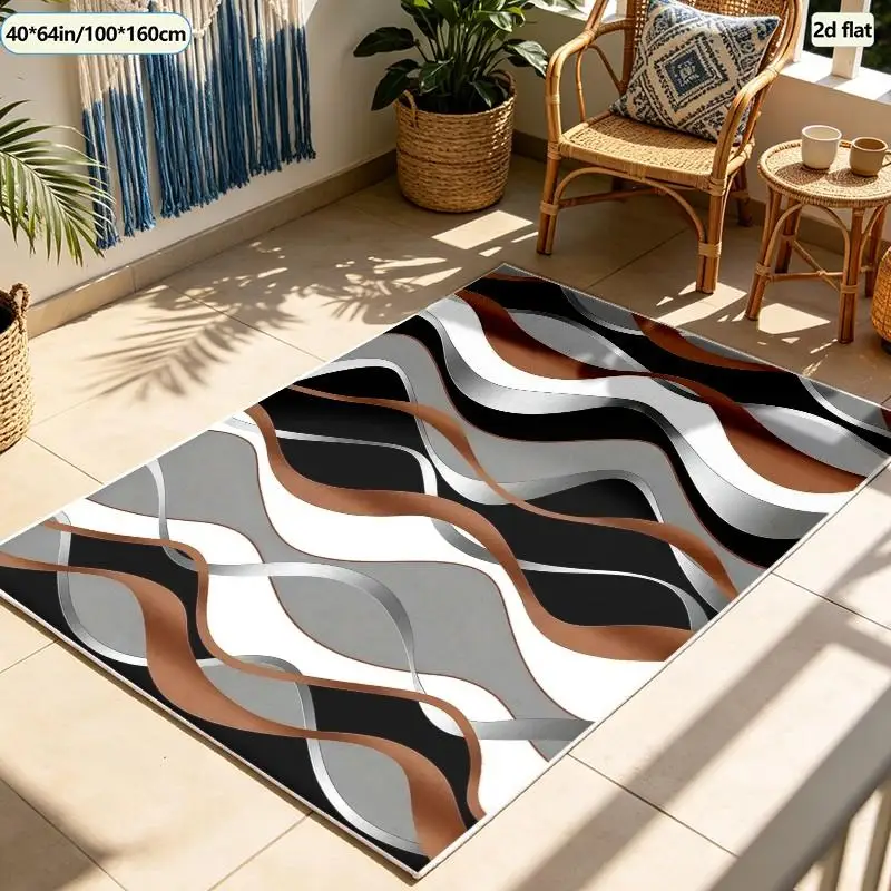 1 Piece of Abstract Metal Wave Pattern Carpet, Soft and Comfortable, Suitable for All Seasons, Lightweight and Easy to Care For, Home Decor, Room Decor, Living Room Decor, Bedroom Decor, Dining Room Decor, Autumn, Winter